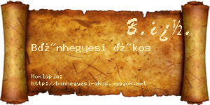 Bánhegyesi Ákos névjegykártya